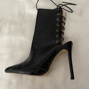 “NWOT” Black Patent Booties